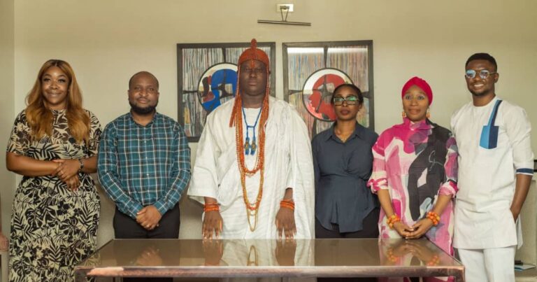 Nile Group Executives and the Ooni of Ife at the ceremonial signing to manage Ojaja Cinemas.